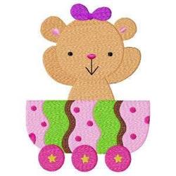 bear detailed machine embroidery - Teddy Bear Kitchen Train for reusable tote bags