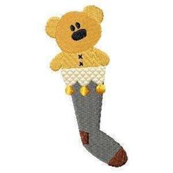 beginner-friendly christmas bear machine embroidery pattern - Teddy Bear & Stocking for kitchen aprons