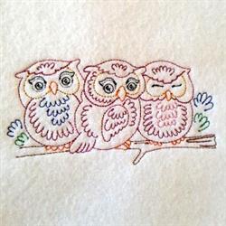 quick stitch owl machine embroidery pattern - Three Owls perfect for reusable tote bags