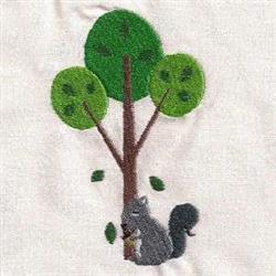 beginner-friendly tree machine embroidery pattern - Tree & Squirel for decorative pillow covers