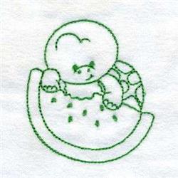 quick stitch watermelon redwork machine embroidery pattern - Turtle & Watermelon for kitchen tea towels