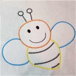 beginner-friendly bee machine embroidery pattern - Zig Zag Bee for reusable tote bags