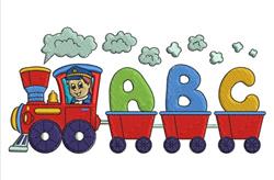 ABC Train - 4x4 train detailed machine embroidery design perfect for cute baby onesies