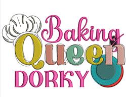 Baking Queen - 4x4 queen detailed machine embroidery design for reusable tote bags