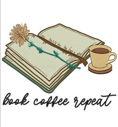 repeat detailed machine embroidery - Book Coffee Repeat perfect for Stationery Sets