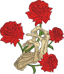 Skeleton Roses Embroidery Design | EmbroideryDesigns.com