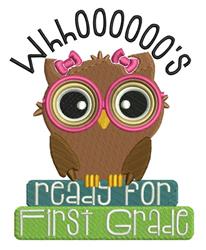 First Grade - 4x4 owl detailed machine embroidery design for decorative pillow covers