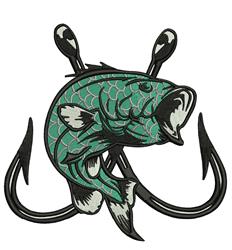 hook detailed machine digital embroidery - Fish & Hooks perfect for Cooler Covers