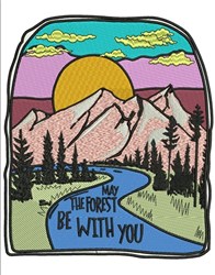 detailed scene machine embroidery pattern - Forest Scene for decorative pillow covers