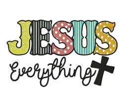 cross detailed machine embroidery - Jesus Everything perfect for kitchen tea towels
