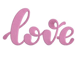 Playful script font spelling 'love' in soft pink, perfect for Valentine's Day decor on cushions.