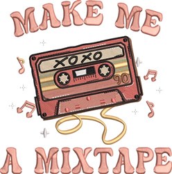 Make Me A Mixtape - 4x4 mixtape detailed embroidery design for reusable tote bags