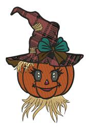 pumpkin detailed machine embroidery - Pumpkin Head perfect for reusable tote bags