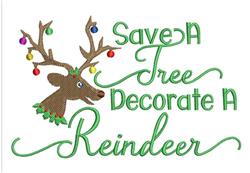 Save A Tree - 4x4 reindeer beginner-friendly embroidery design for kitchen aprons
