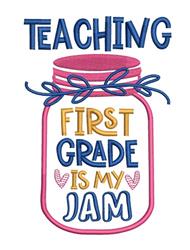 Teaching First Grade - 4x4 grade beginner-friendly embroidery design for Teacher T-Shirts