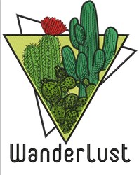 cactu detailed machine digital embroidery - Wanderlust Cactus perfect for Backpacks