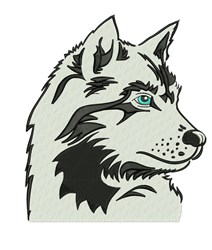 Wolf Head - 4x4 puppy dog detailed machine embroidery design for patchwork quilt blocks