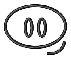 Contemporary abstract oval design featuring a large oval, two smaller ovals, and a curved line in black.