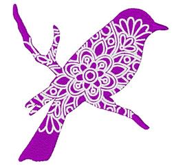 detailed bird machine embroidery pattern - Bird Mandala perfect for reusable tote bags