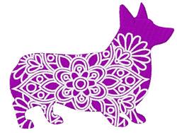 detailed puppy dog machine embroidery pattern - Corgi Mandala for reusable tote bags