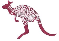 Intricate kangaroo in maroon with white leaf patterns, showcasing a modern design perfect for tote bags.
