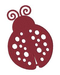 Playful ladybug with red body, large white spots, and spiral antennas, perfect for cheerful crafts.