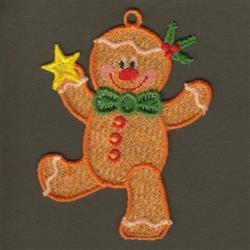 FSL Gingerbread - 4x4 gingerbread man detailed embroidery design for Christmas Tree Ornaments