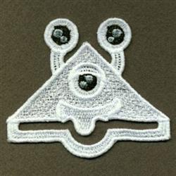 FSL triangular alien character with rounded corners, black-tipped antennae, and a cheerful smile.