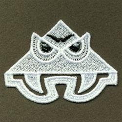 FSL triangular creature with sharp edges, pronounced eyes, and claw-like features, in a modern playful style.
