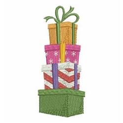 Colorful stack of four gift boxes topped with bows, perfect for holiday celebrations.