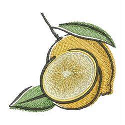 Realistic lemon design with vibrant yellow hues, featuring whole and sliced fruit alongside green leaves.