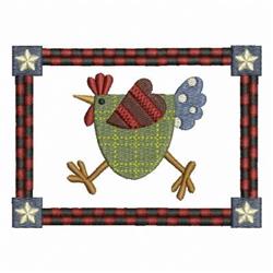 Patchwork Chicken - 4x4 bird detailed machine embroidery design for kitchen tea towels