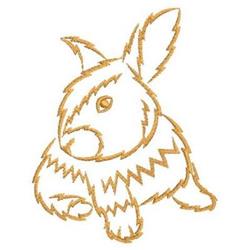 Playful rabbit with zigzag patterns in golden hues, perfect for spring-themed projects.