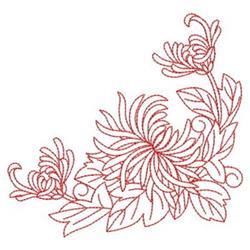 chrysanthemum redwork machine embroidery - Redwork Chrysanthemum for kitchen tea towels