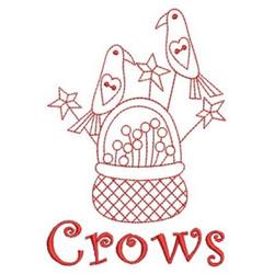 beginner-friendly bird redwork machine embroidery pattern - Redwork Crows for Fabric Wall Art
