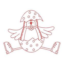 Redwork Easter Bird & Shell - 4x4 bird redwork embroidery design for seasonal decorations