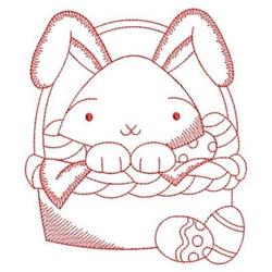 Redwork Easter Bunny - 4x4 bunny rabbit redwork embroidery design for Easter Baskets