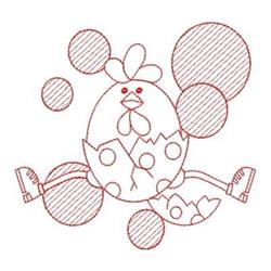 Redwork Easter Chick & Egg - 4x4 bird redwork embroidery design for cute baby onesies