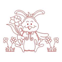 quick stitch easter bunny rabbit redwork machine embroidery pattern - Redwork Easter Chick for kitchen aprons
