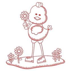 quick stitch easter chick redwork machine embroidery pattern - Redwork Easter Chick for Wall Art