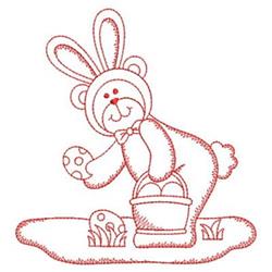 Redwork Easter Egg Bear - 4x4 bear redwork embroidery design for outdoor garden flags