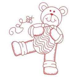Redwork Easter Egg Bear - 4x4 bear redwork embroidery design for outdoor garden flags