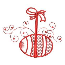 Redwork Easter Egg - 4x4 leaf redwork machine embroidery design for reusable tote bags