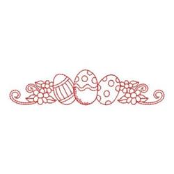 Redwork decorative Easter eggs with floral motifs and swirls, vibrant red, perfect for spring decor.