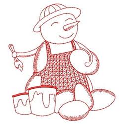 Redwork Easter - 4x4 snowman redwork embroidery design for decorative pillow covers