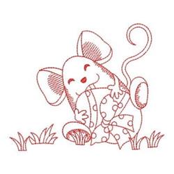 Redwork Easter Mouse - 4x4 mouse redwork embroidery design for decorative pillow covers