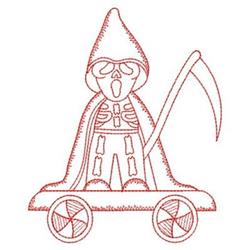 quick stitch halloween skull redwork machine embroidery pattern - Redwork Halloween Train for kitchen tea towels