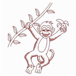 quick stitch leaf redwork machine embroidery pattern - Redwork Monkey for decorative pillow covers