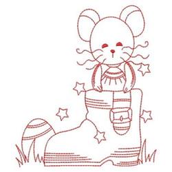 easter redwork machine embroidery - Redwork Mouse Easter for patchwork quilt blocks
