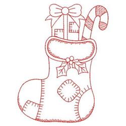 stocking redwork machine embroidery - Redwork Patch Stocking for Kids Pajamas